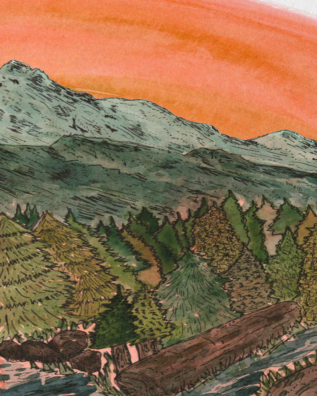 Tangerine Mountainscape Ketubah