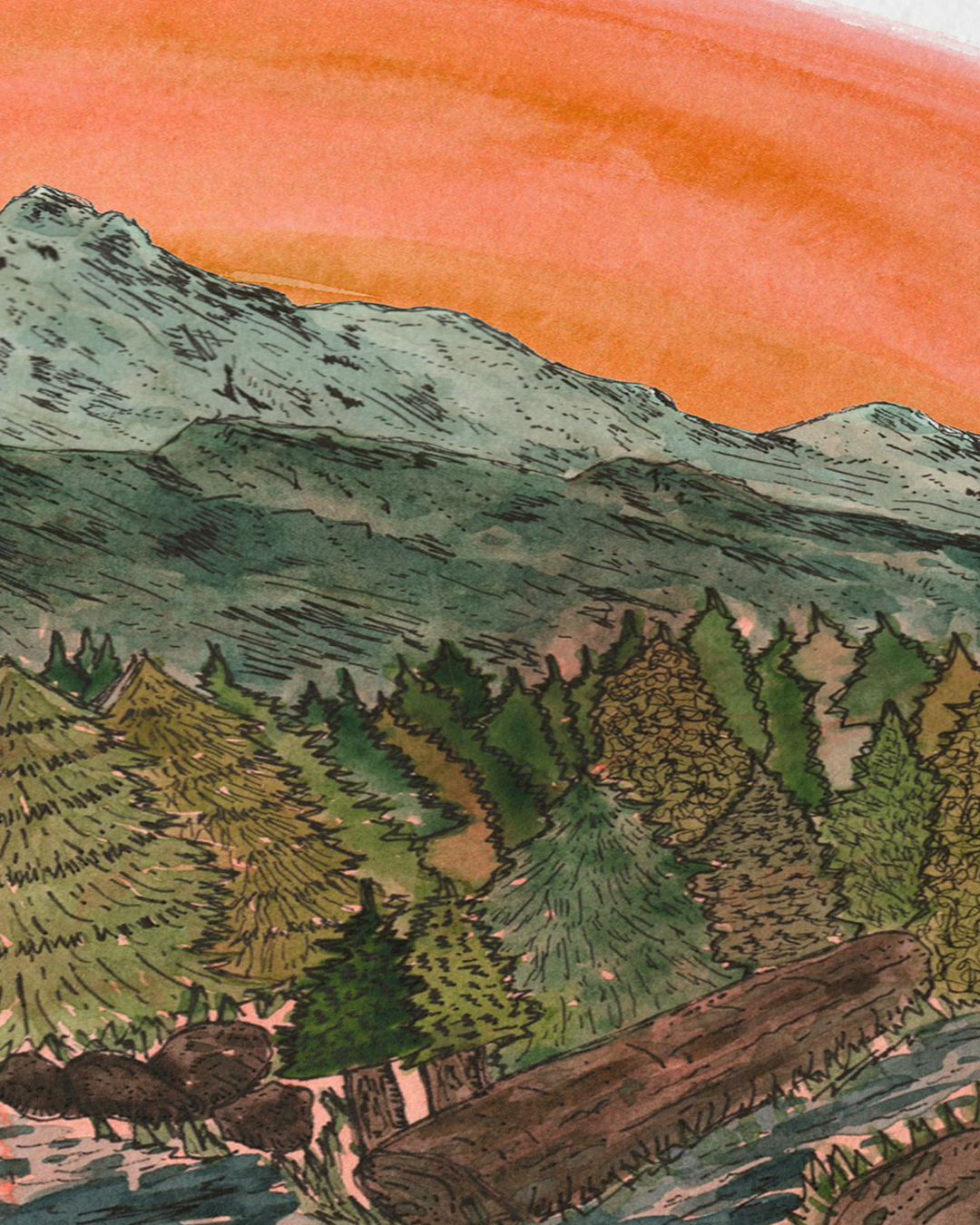 Tangerine Mountainscape Ketubah
