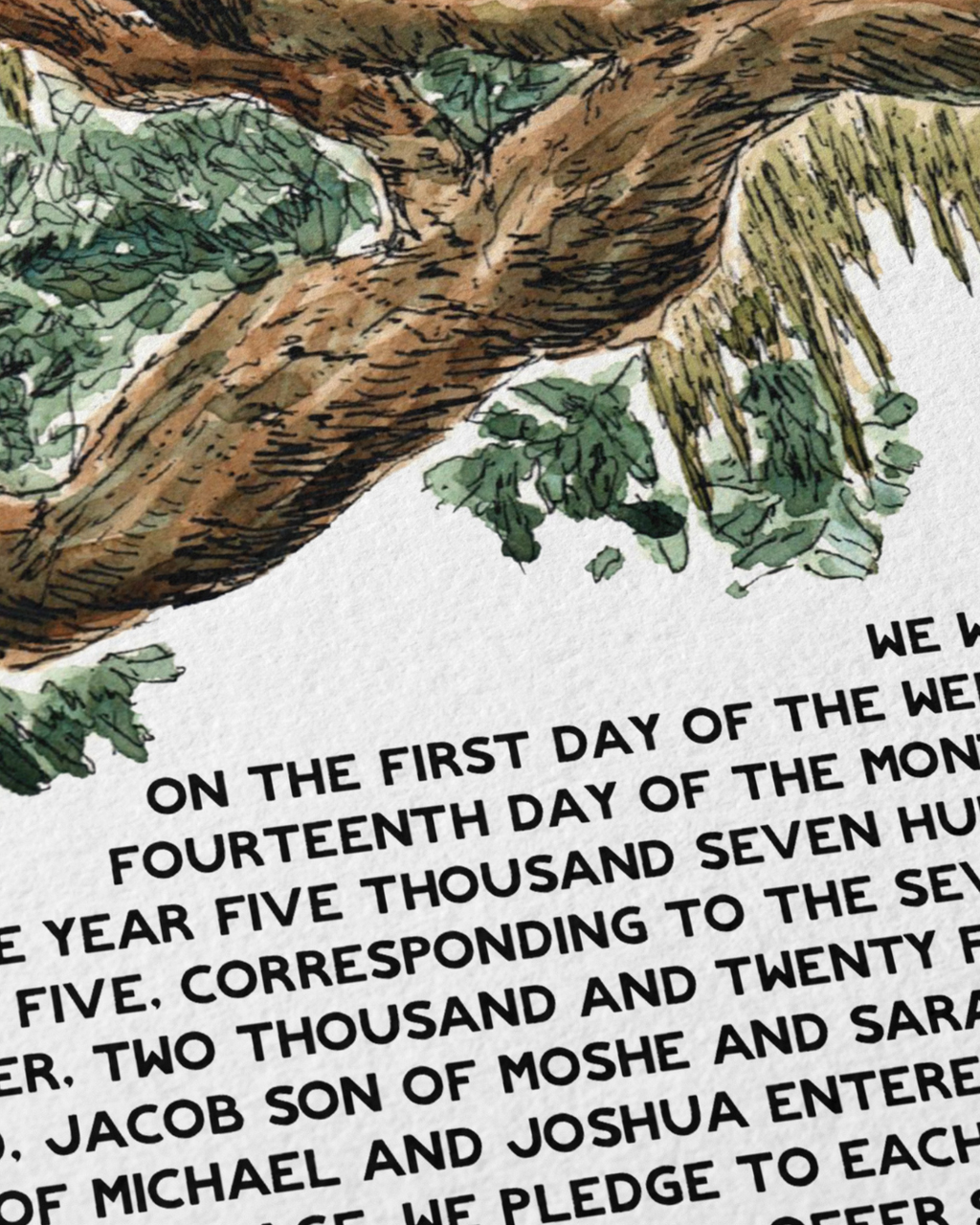 Live Coastal Oak Tree Ketubah